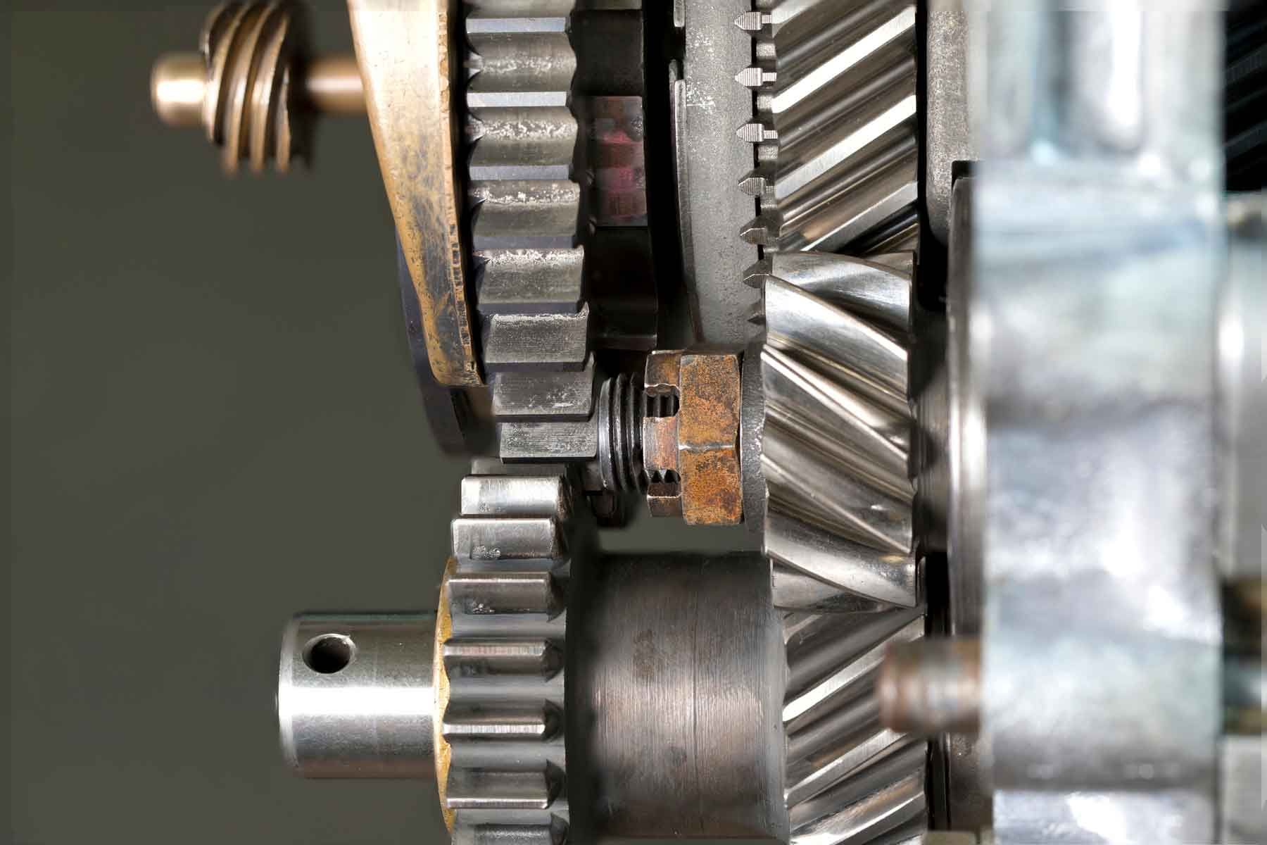 Porsche gearbox gears during a rebuild