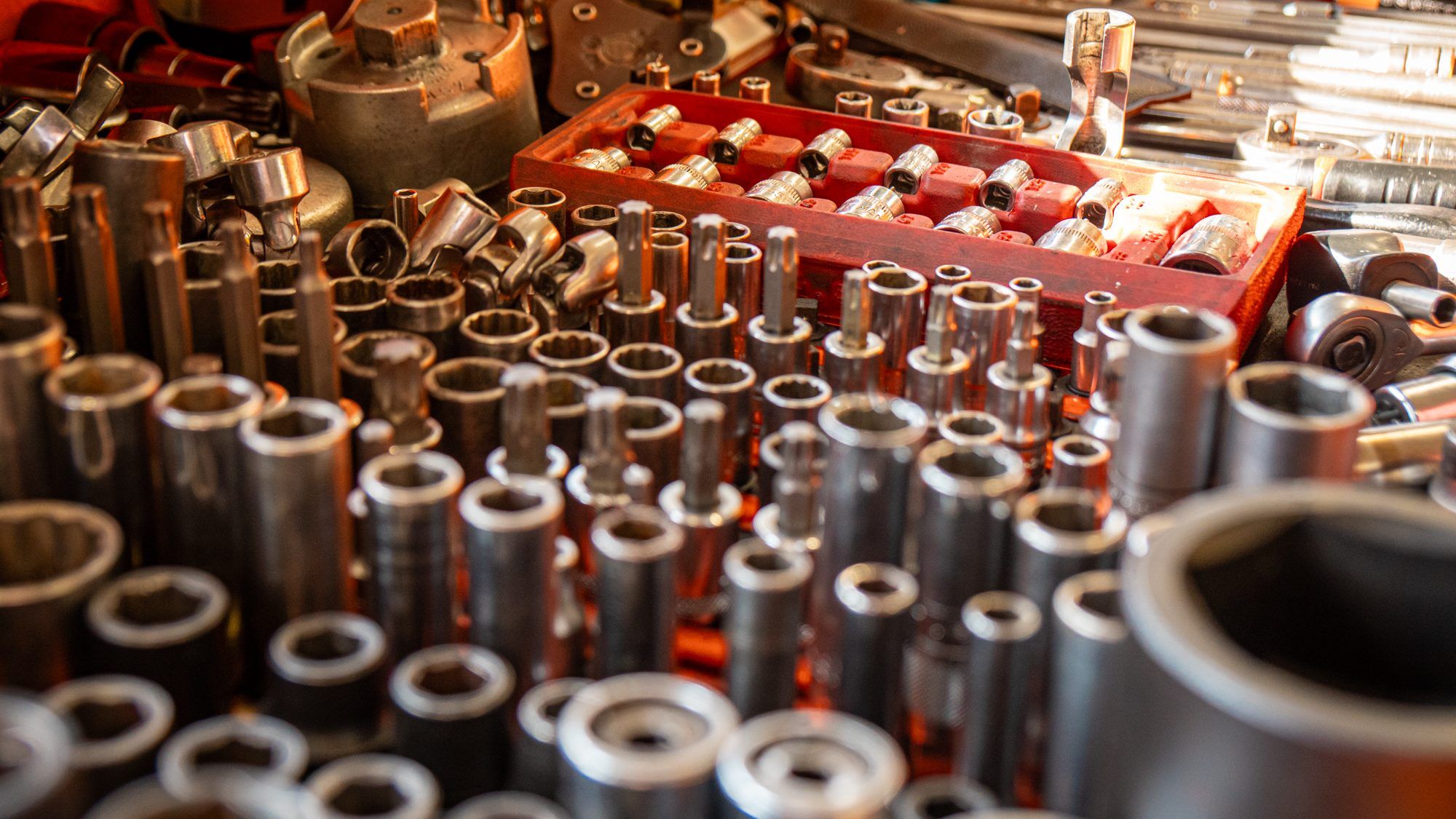 Socket set in the workshop