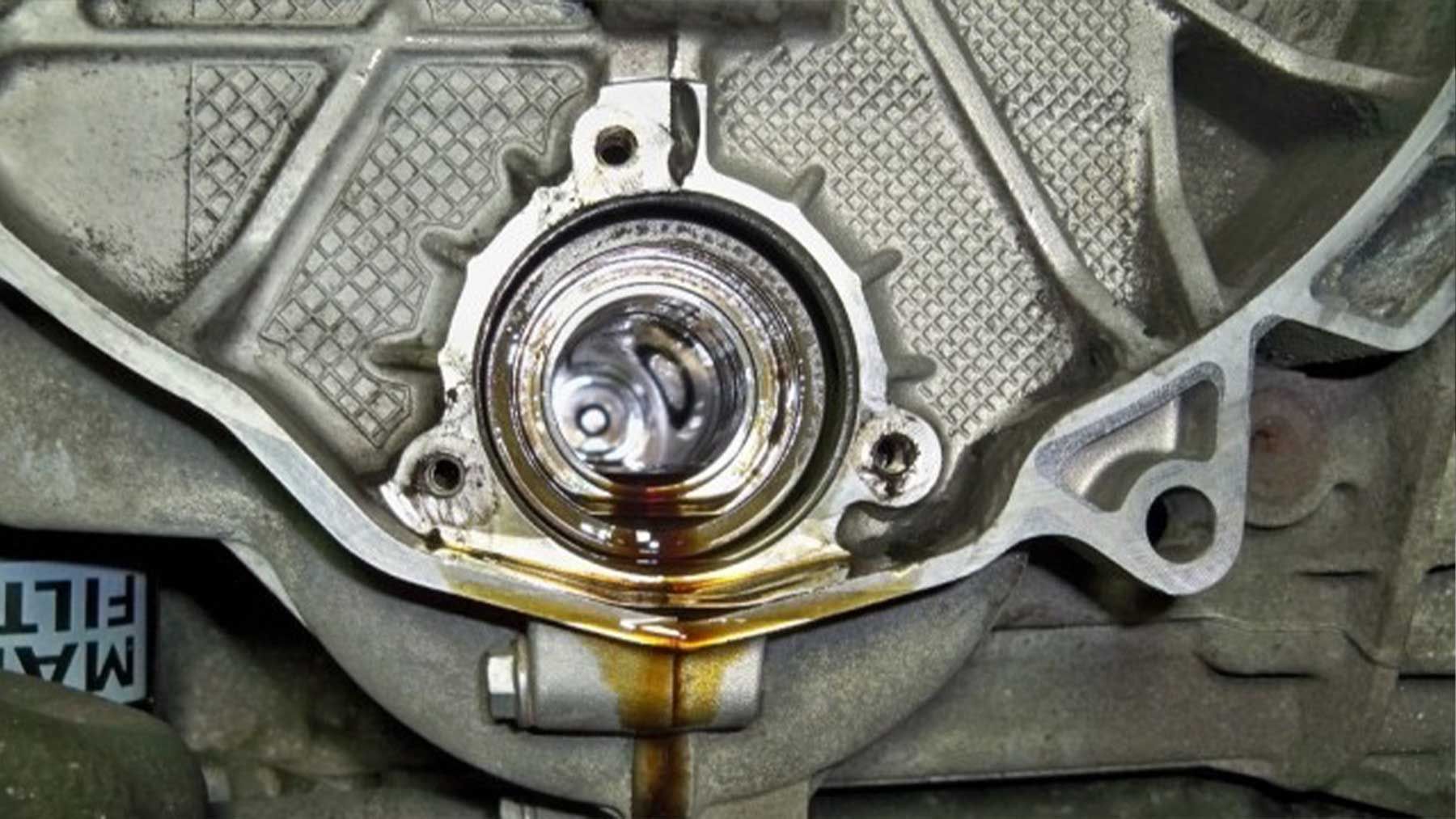 IMS bearing cover on a Porsche flat-six engine